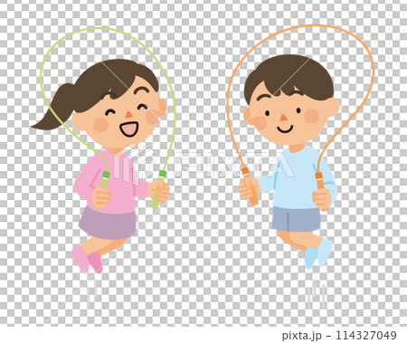 縄跳びをする子供たち 114327049