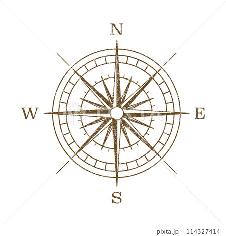Vector Vintage Wind Rose Symbol, Compass Icon Closeup, Isolated Vector Vintage Wind Rose Symbol, Compass Icon Closeup, Isolated 114327414