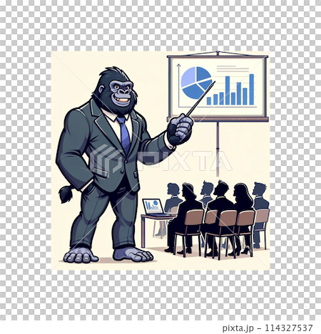 Gorilla giving a presentation at work Gorilla giving a presentation at work 114327537