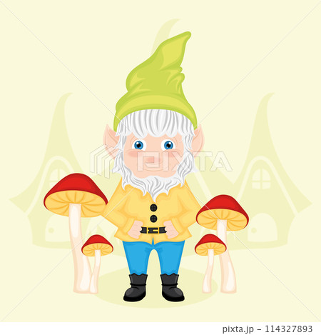 Cute garden gnome character cartoon Vector Cute garden gnome character cartoon Vector 114327893