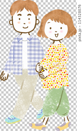 Full-body hand-drawn illustration of a pregnant couple Full-body hand-drawn illustration of a pregnant couple 114328076
