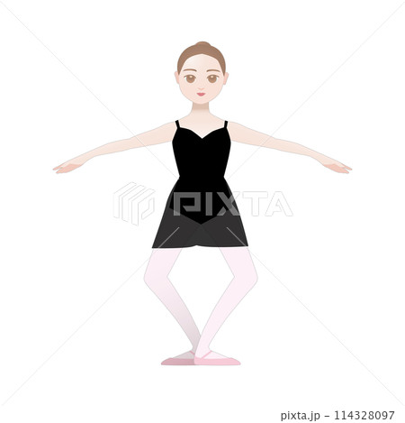 バレエレッスンイラスト_プリエ 114328097