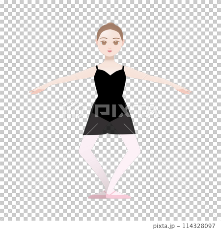 バレエレッスンイラスト_プリエ 114328097