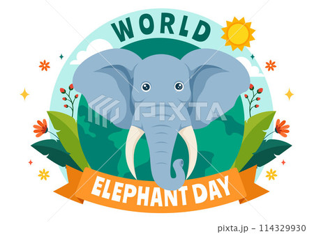 Happy World Elephant Day Vector Illustration on 12 August with Elephants Animals for Salvation Efforts and Conservation in Flat Cartoon Background Happy World Elephant Day Vector Illustration on 12 August with Elephants Animals for Salvation Efforts and Conservation in Flat Cartoon Background 114329930