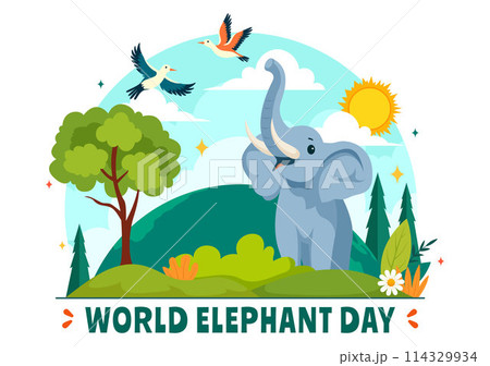 Happy World Elephant Day Vector Illustration on...のイラスト素材 [114329934 ...