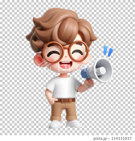 3D boy with megaphone 114331037