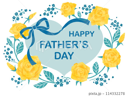 父の日の黄色いバラのカードイラスト 114332278