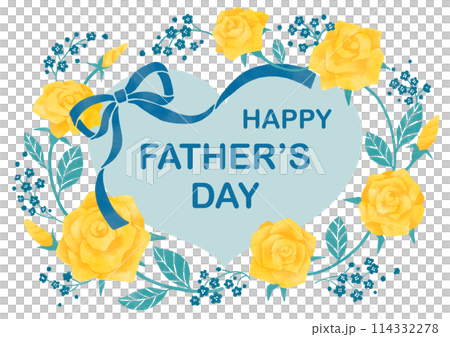 父の日の黄色いバラのカードイラスト 114332278