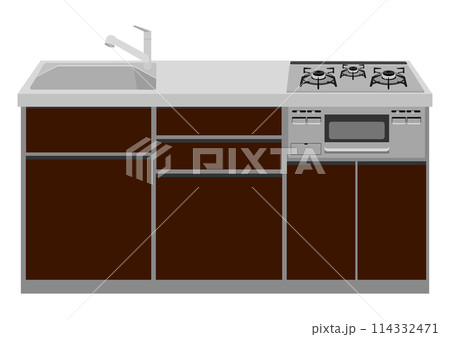 台所の流し台とガスコンロのイラスト素材 [114332471] - PIXTA