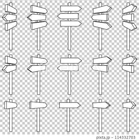 様々な形の道標看板のベクターイラストセット 114332703