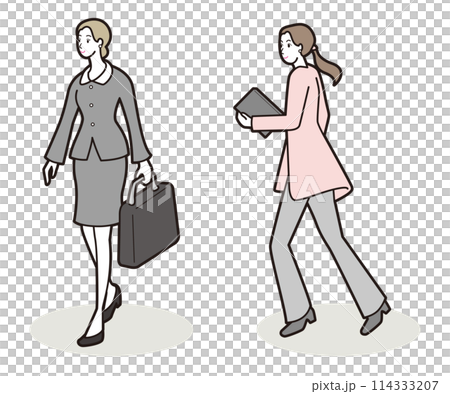 一個努力工作的女商人的插圖 一個努力工作的女商人的插圖 114333207