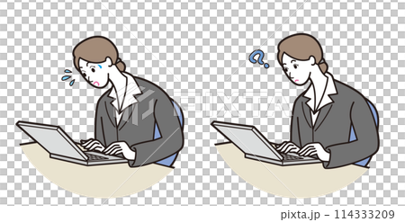Illustration of a businesswoman making online investments Illustration of a businesswoman making online investments 114333209