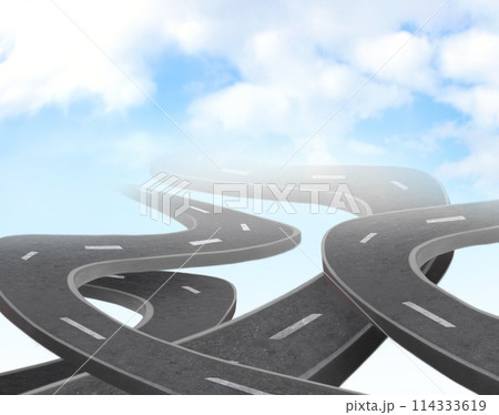 Highway, road and business decision or choice for opportunity with crosswalk, future or dilemma. Street, direction and journey or corporate company growth or pathway split, options or intersection Highway, road and business decision or choice for opportunity with crosswalk, future or dilemma. Street, direction and journey or corporate company growth or pathway split, options or intersection 114333619