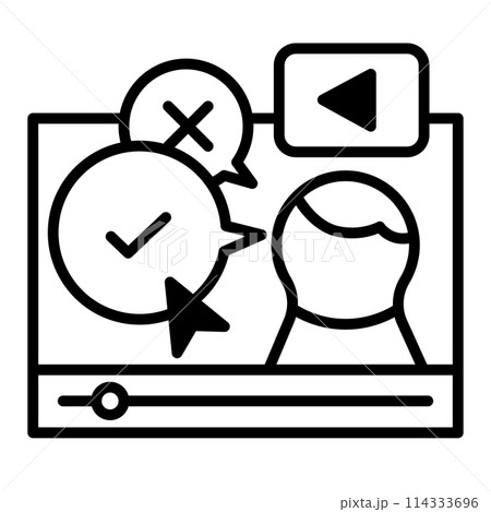 ディープフェイクのアイコン。動画内の発言が編集されています。 ディープフェイクのアイコン。動画内の発言が編集されています。 114333696