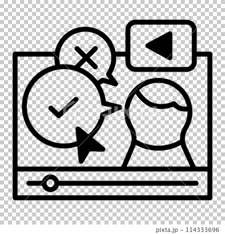 ディープフェイクのアイコン。動画内の発言が編集されています。 ディープフェイクのアイコン。動画内の発言が編集されています。 114333696