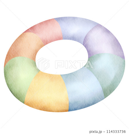 Beach rubber ring watercolor 114333736