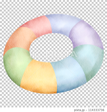 Beach rubber ring watercolor 114333736