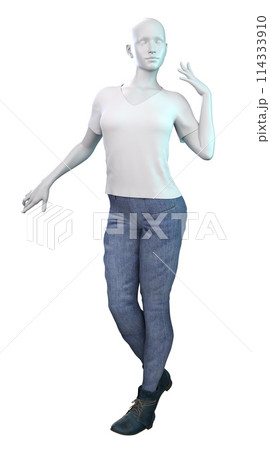 3D Rendered Female mannequin in white shirt 3D Rendered Female mannequin in white shirt 114333910