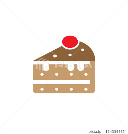 Piece of cake icon design template isolated illustration 114334385
