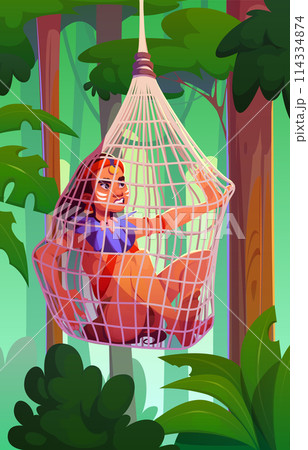 Lonely human slavery in rope net. Prison trap 114334874