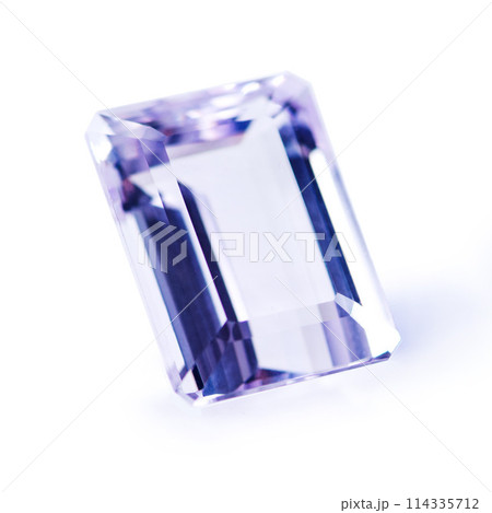 Violet, gemstone or jewelry on a white background for luxury, expensive and rich design in studio. Purple, diamond or crystal rock for texture, glamor and ring with shine and reflection for gift Violet, gemstone or jewelry on a white background for luxury, expensive and rich design in studio. Purple, diamond or crystal rock for texture, glamor and ring with shine and reflection for gift 114335712