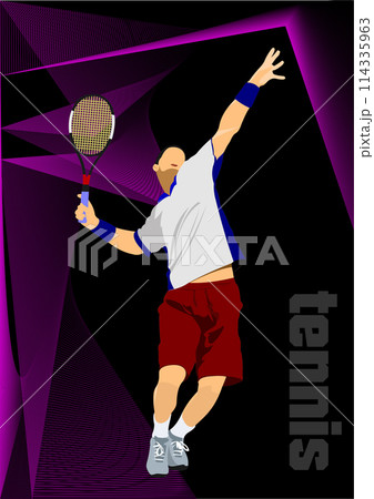 Man Tennis player. Colored Vector 3d illustration for designers Man Tennis player. Colored Vector 3d illustration for designers 114335963