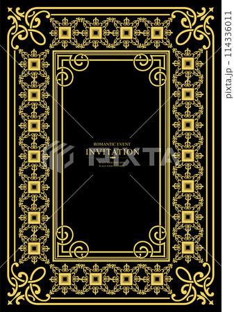 Gold ornament on dark background. Can be used as invitation card. Book cover. Vector illustration Gold ornament on dark background. Can be used as invitation card. Book cover. Vector illustration 114336011