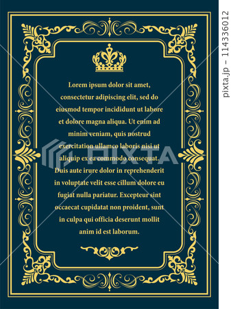 Gold ornament on dark background. Can be used as invitation card. Book cover. Vector illustration Gold ornament on dark background. Can be used as invitation card. Book cover. Vector illustration 114336012