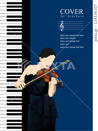 Cover for brochure with Violinist image. 3dcolor  vector illustration 114336107