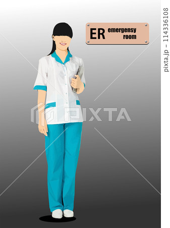 Medical nurse (doctor) image. Color Vector 3d illustration 114336108