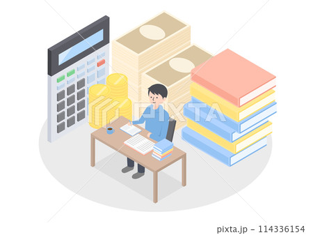 教育・勉強にかかる費用のイメージイラスト 114336154