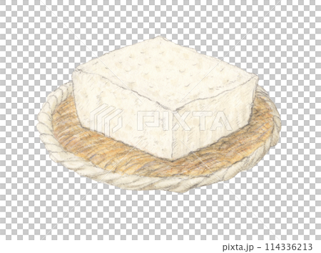 漏勺上的棉質豆腐水彩鉛筆模擬圖 114336213