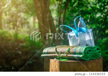 Sustainable tourism, And Ecosystem and preserve nature concept, Travel nature conservation, Baggage of tourists who go to relax in nature 114336333