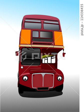 London double Decker  red bus on background. 3d vector illustration 114336435