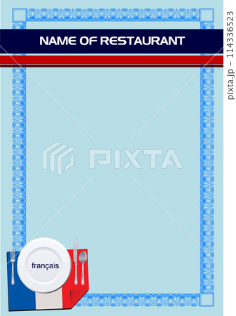 French restaurant (cafe) menu. Colored illustration 114336523