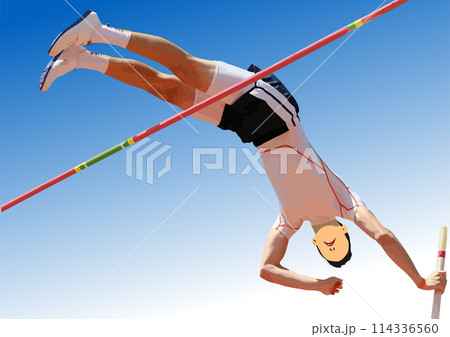 Pole vaulter. 3d color vector drawing. Pole vaulter. 3d color vector drawing. 114336560