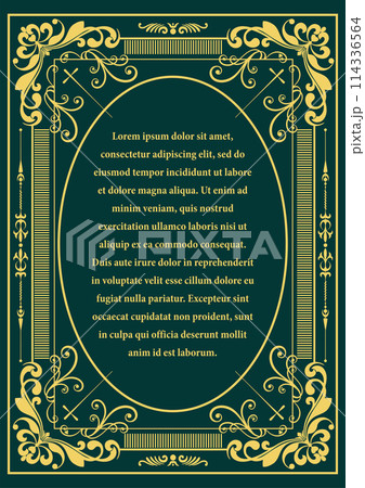 Gold ornament on dark background. Can be used as invitation card. Book cover. Vector illustration Gold ornament on dark background. Can be used as invitation card. Book cover. Vector illustration 114336564