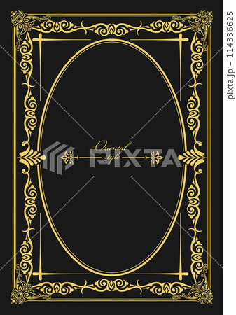 Gold ornament on dark background. Can be used as invitation card. Book cover. Vector illustration Gold ornament on dark background. Can be used as invitation card. Book cover. Vector illustration 114336625