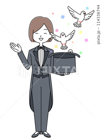 マジシャンの女性のイラスト 114336744