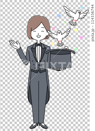 マジシャンの女性のイラスト 114336744