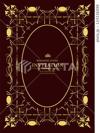 Gold ornament on dark background. Can be used as invitation card. Book cover. Vector illustration Gold ornament on dark background. Can be used as invitation card. Book cover. Vector illustration 114336899