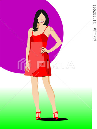 Young cute woman.3d color vector illustration Young cute woman.3d color vector illustration 114337061