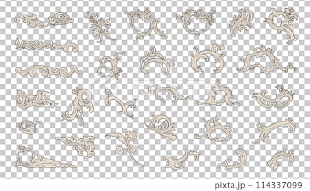 Vintage baroque style ornament parts. 114337099