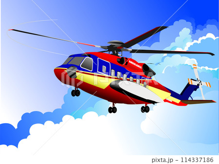 Ambulance red-blue helicopter. Vector 3d illustration Ambulance red-blue helicopter. Vector 3d illustration 114337186