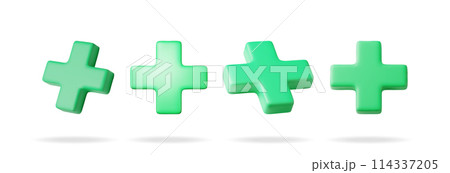 3D set of green cross sign isolated on white 3D set of green cross sign isolated on white 114337205