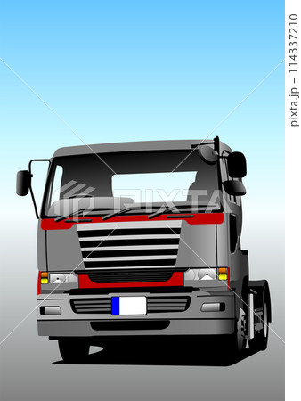 Silver  truck on the road.  3d color vector illustration 114337210