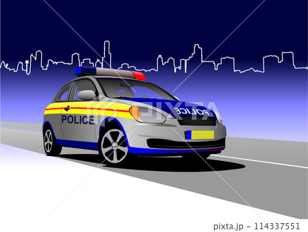 Police car on night background. Vector 3d illustration. 114337551