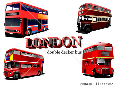 London double Decker  red bus. Vector 3d illustration 114337562