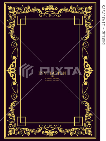 Gold ornament on dark background. Can be used as invitation card. Book cover. Vector illustration Gold ornament on dark background. Can be used as invitation card. Book cover. Vector illustration 114337575