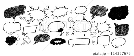 Set of scribble comic speech bubbles. Pen paint element. 114337673